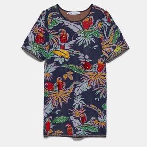 Zara sequin jacquard knit dress